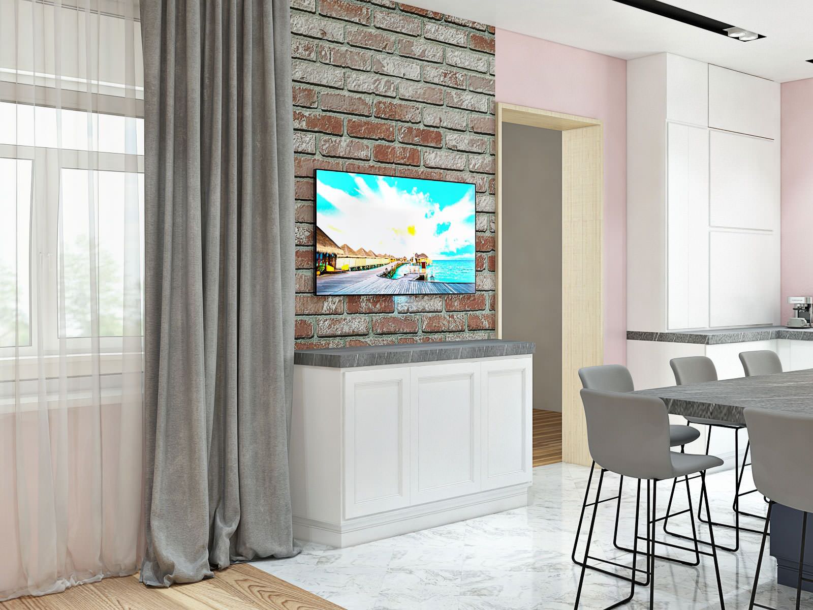 ТВ-зона в кухне.