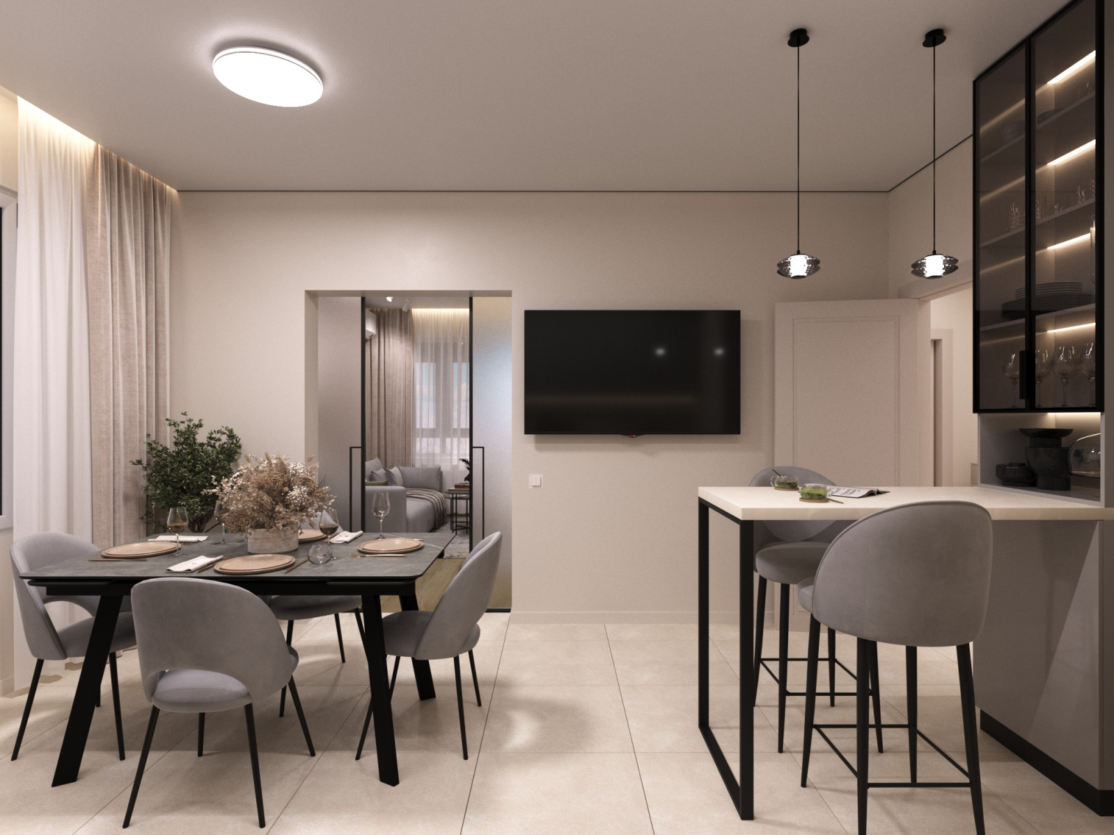 Дизайн проект двухкомнатной квартиры 60 м2