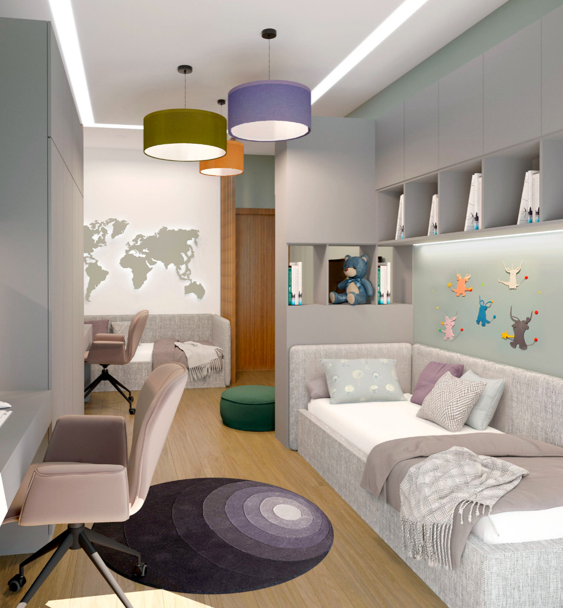 Детская для 2-х детей в современном стиле