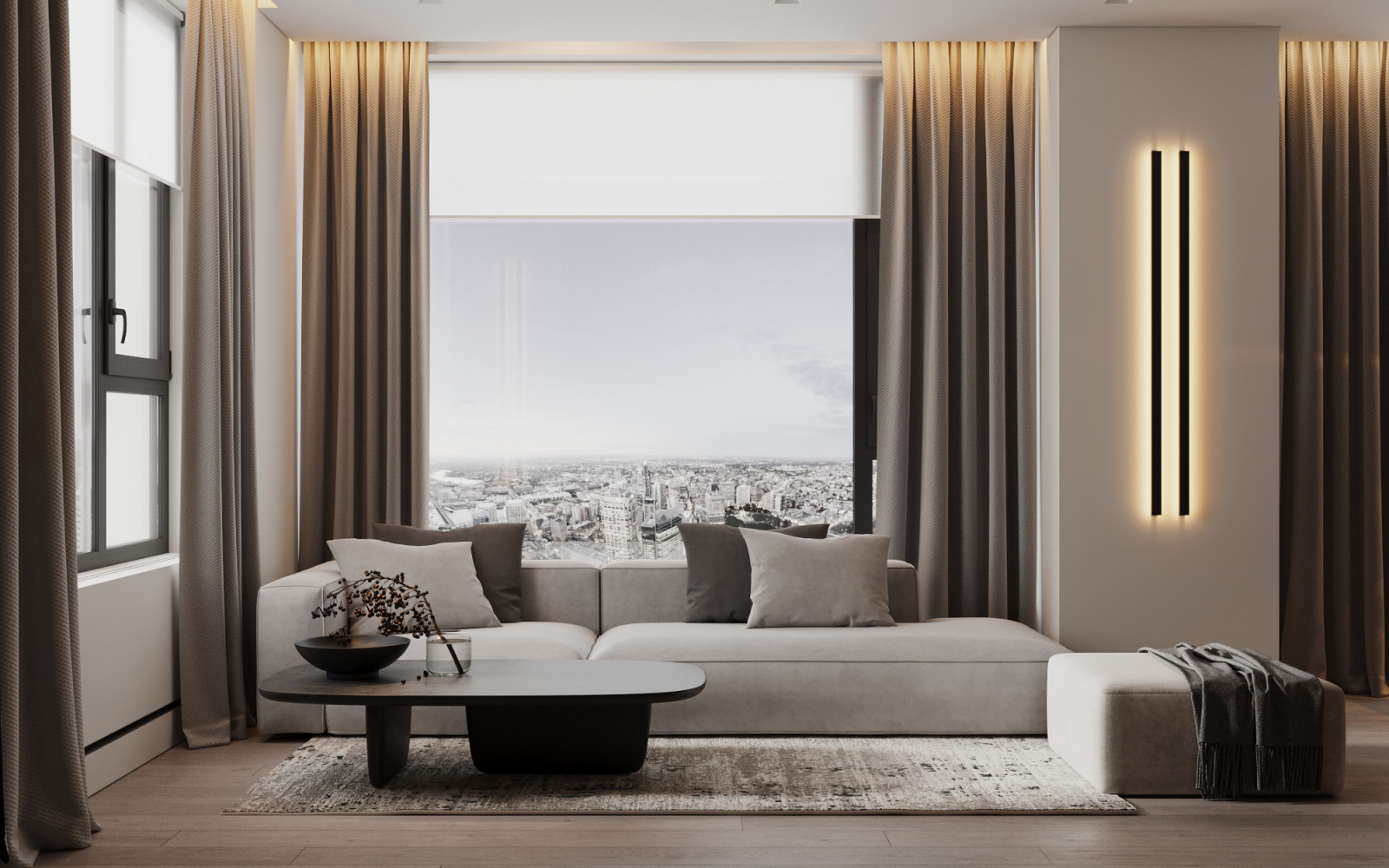 ЖК "Небо" современный интерьер в стиле минимализм 105 кв.м