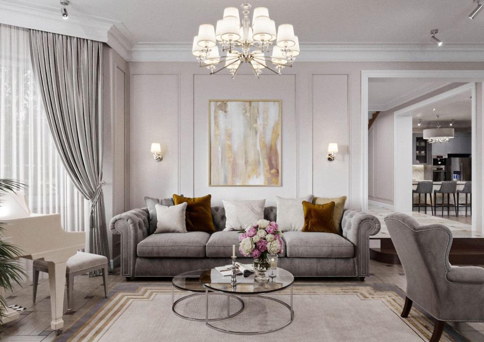 Обложка проекта: КЛАССИЧЕСКАЯ ГОСТИНАЯ В ЗАГОРОДНОМ ДОМЕ