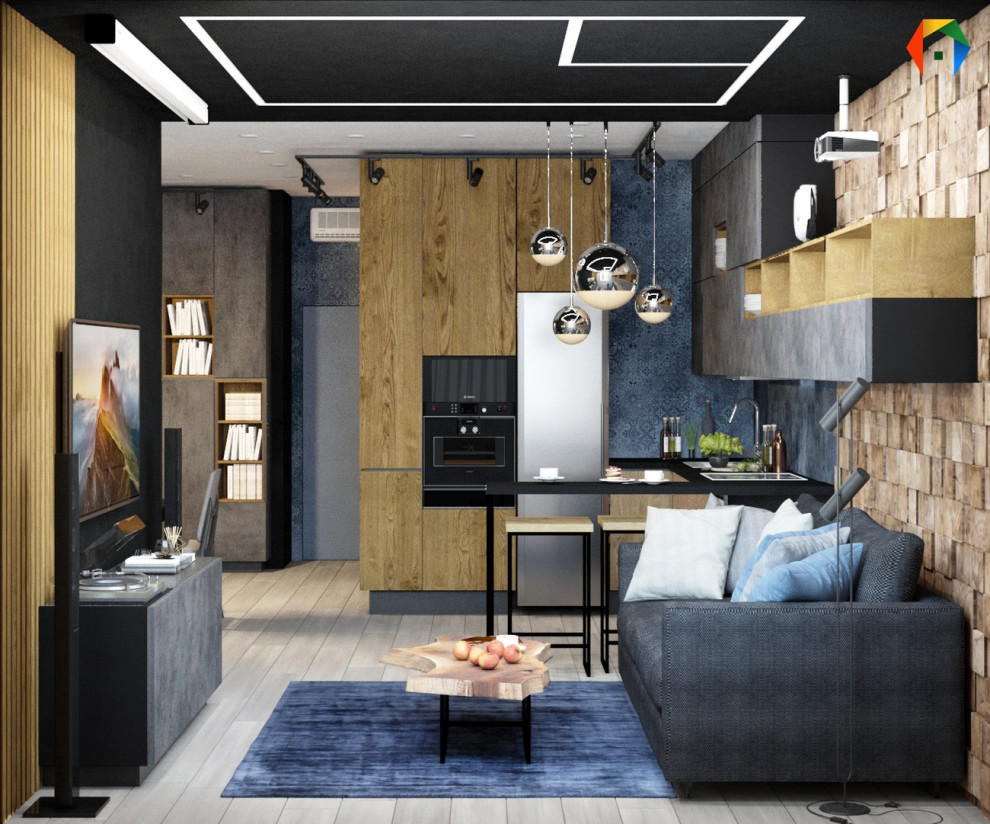 Волоколамское шоссе. Дизайн квартиры с объединенными кухней и гостиной