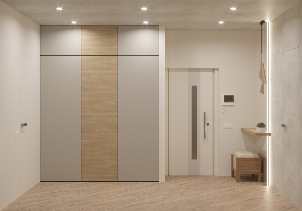 Прихожая в стиле джапанди из дизайн-проекта в ЖК Hill8, Москва