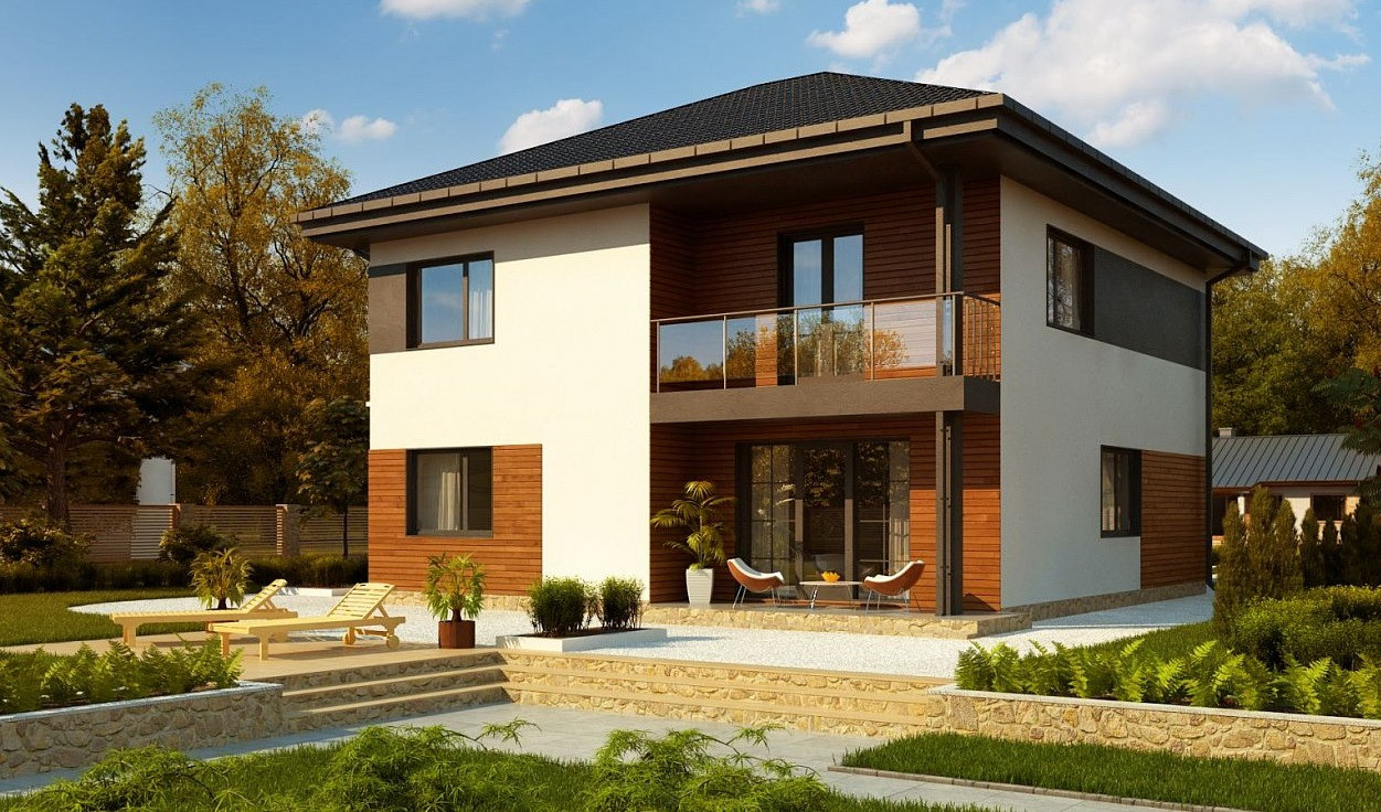 Обложка проекта: Классический 2-х этажный дом с 5-ю спальнями по проекту Zz1