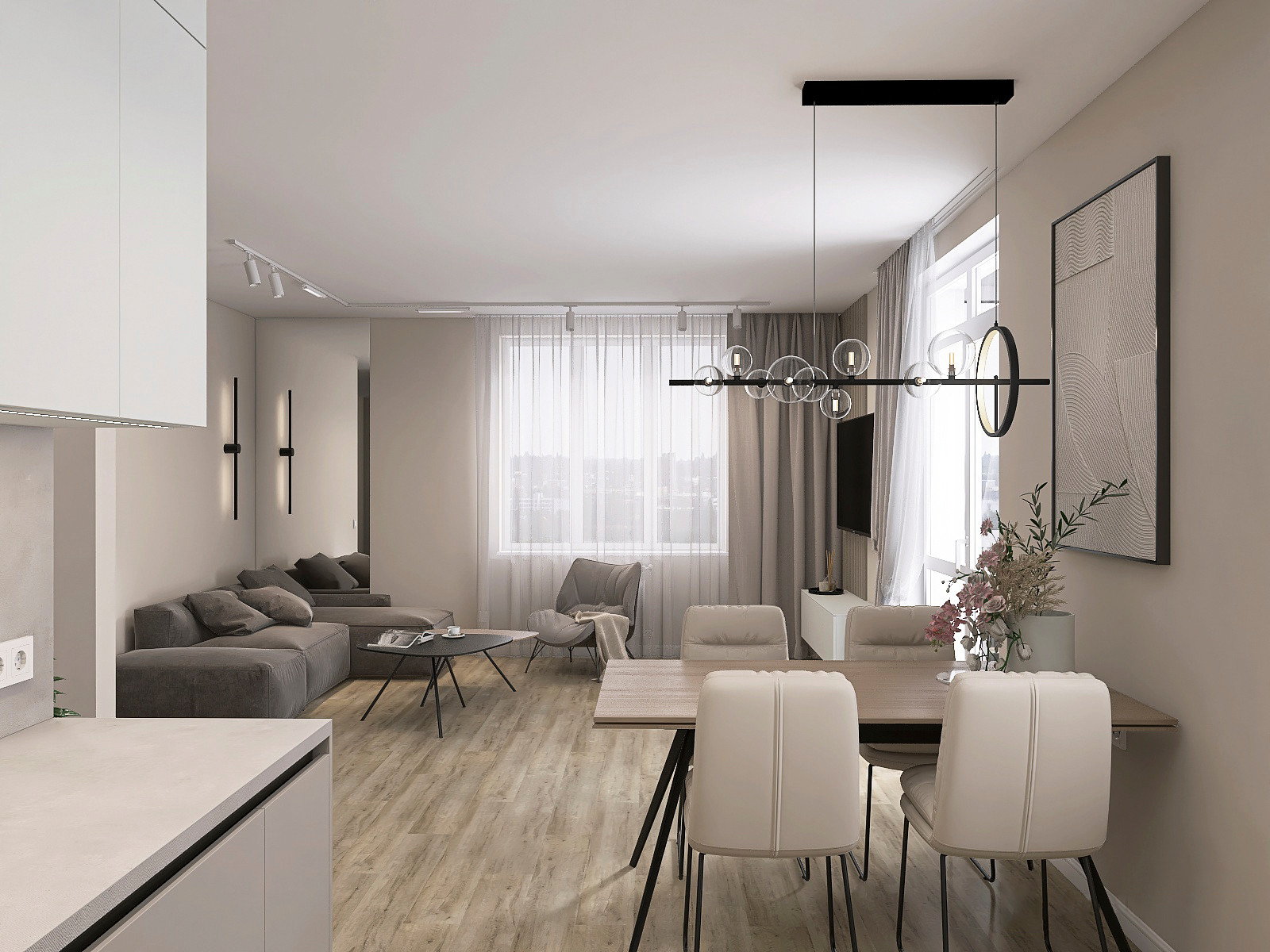 Проект кухни-гостиной в ЖК Рафинад г. Вологда