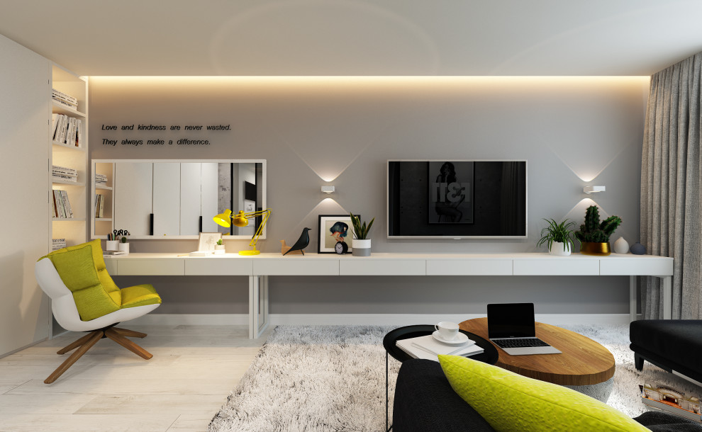 Apartment with yellow accents