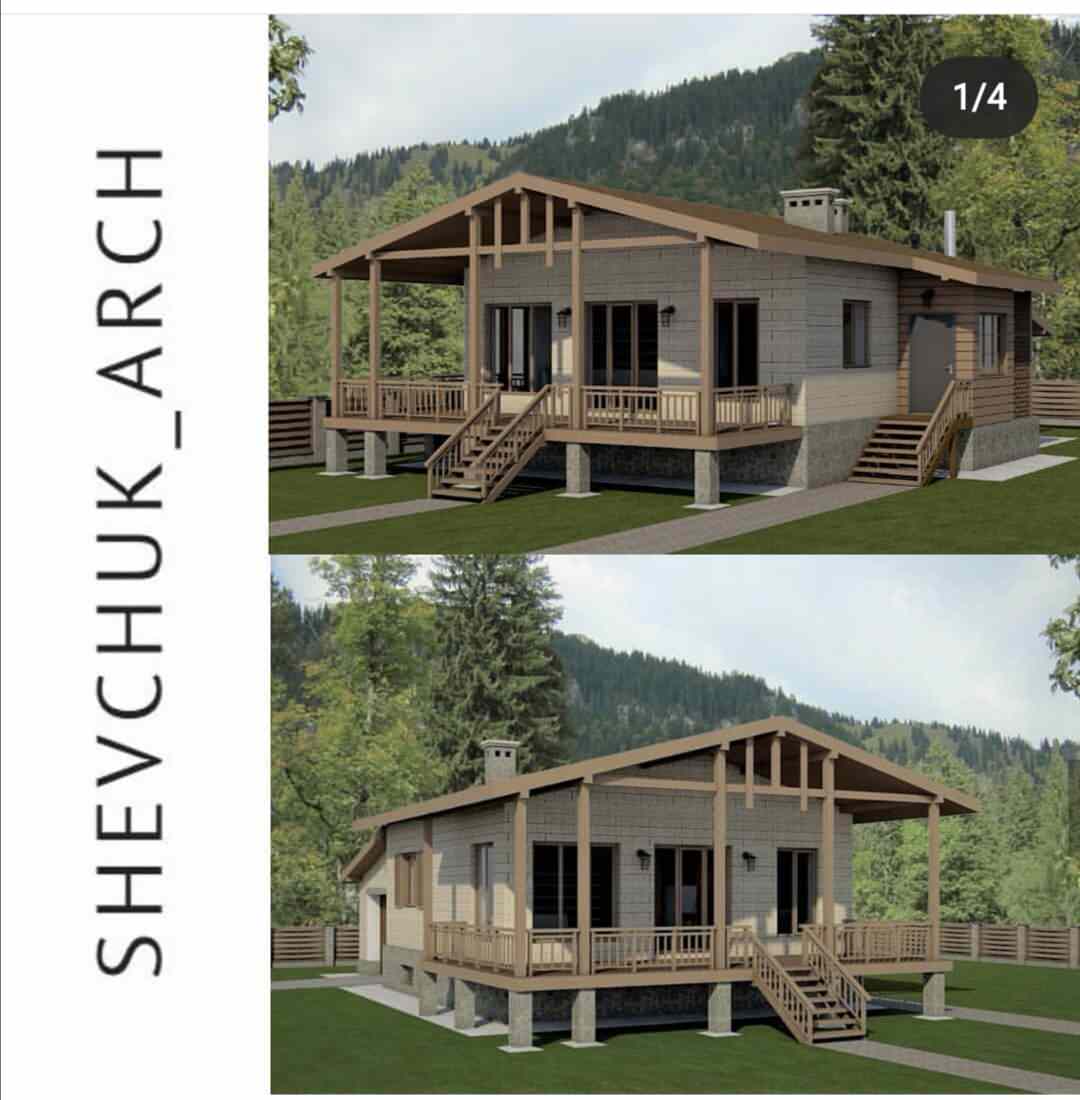 Обложка проекта: Загородный дом с террасой на берегу реки