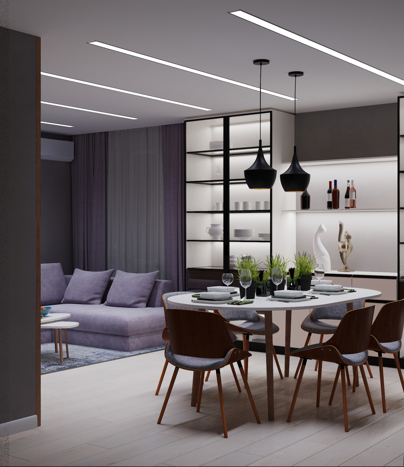 Частный дом «серые оттенки минимализма с современной классикой»