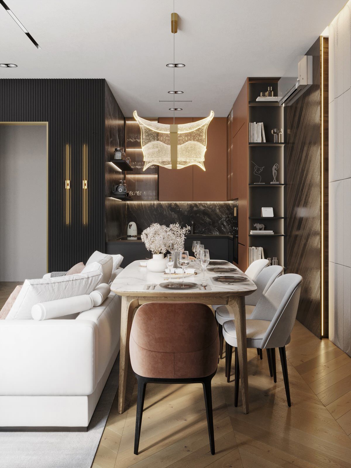 Уютная квартира в шоколадных и терракотовых оттенках