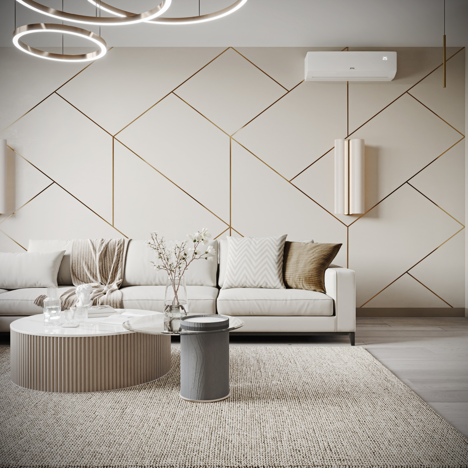 Светлая кухня-гостиная частного дома