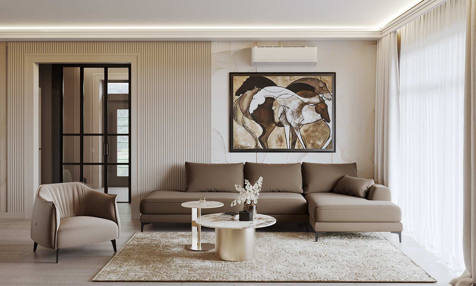 Кухня-гостиная 42 кв.м. в загородном доме