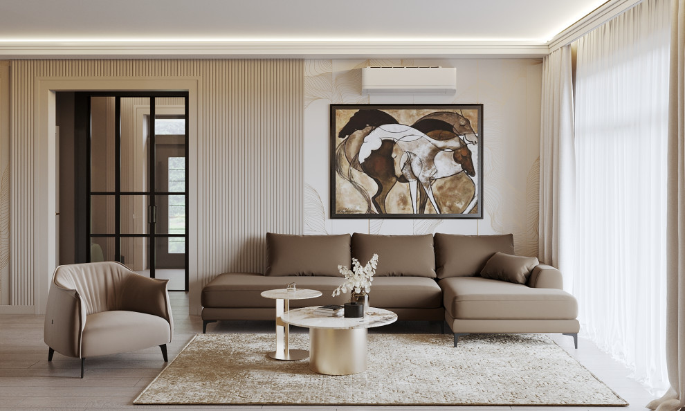 Кухня-гостиная 42 кв.м. в загородном доме