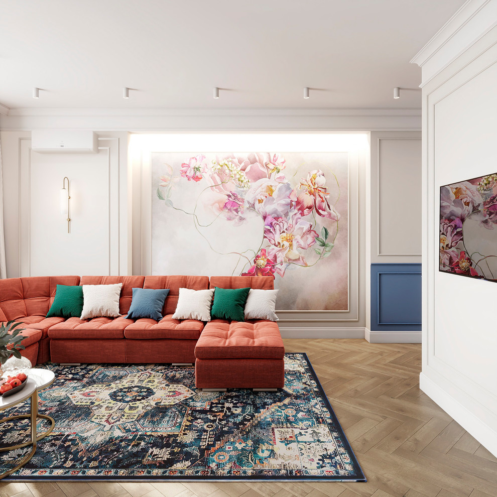 Утонченный проект с использованием разных стилей для семьи с двумя детьми