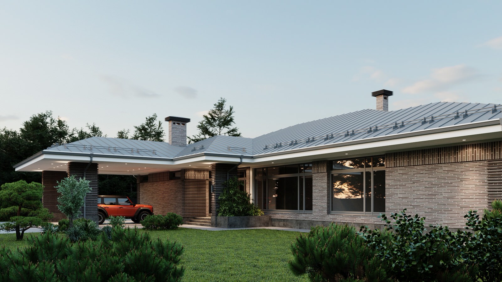 Обложка проекта: одноэтажный дом в живописном мест