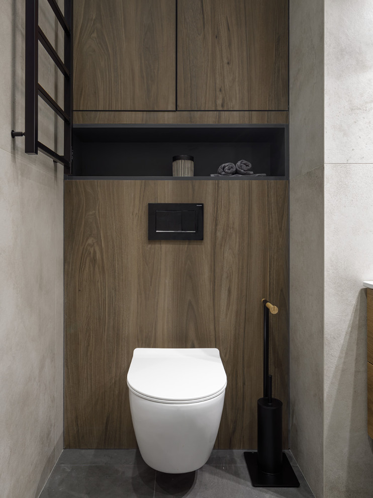 Реализованная квартира под сдачу в темных тонах в ЖК Притяжение