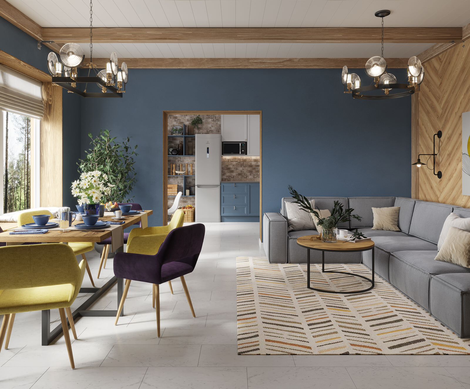 Кухня-гостиная в дачном доме