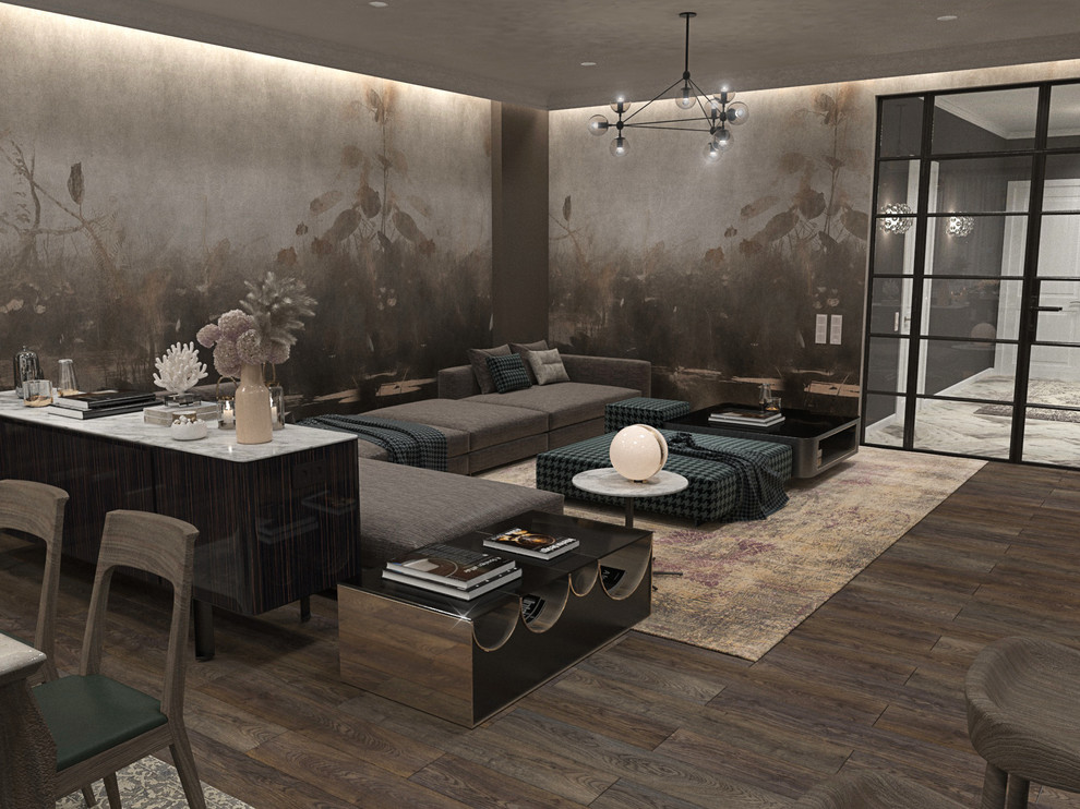 Гостиная, кухня и полноценная столовая в одном помещении