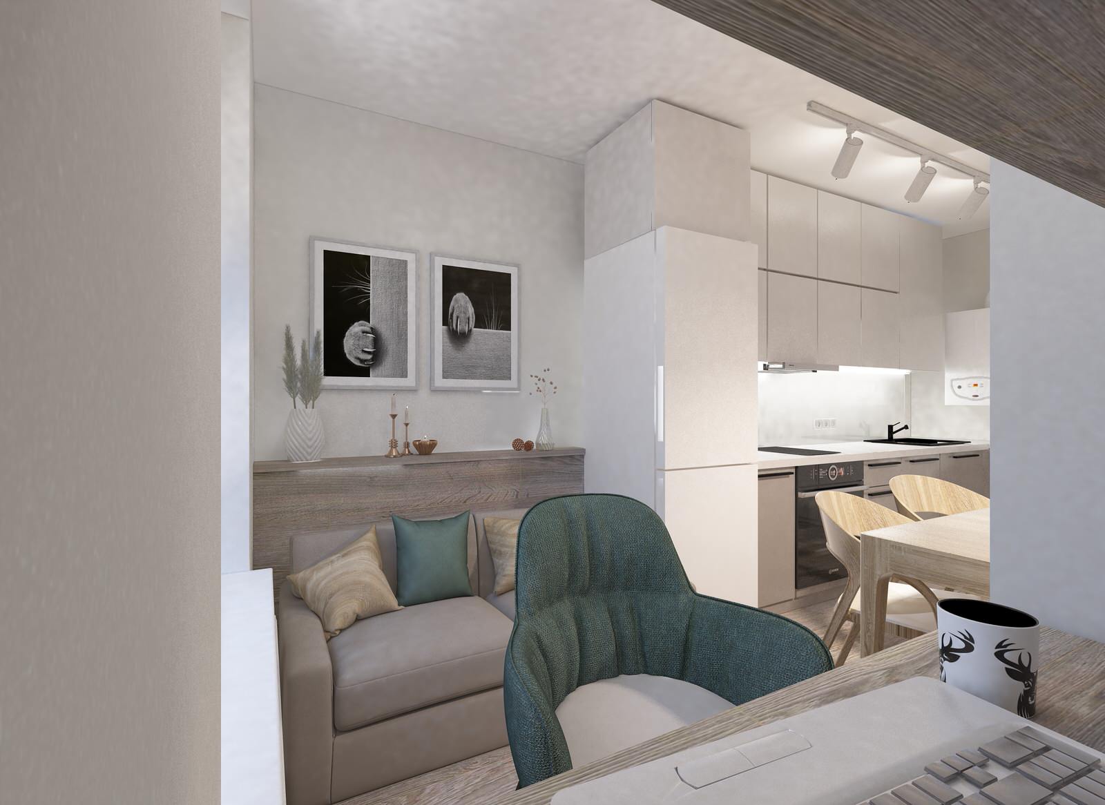 дизайн квартиры 42 кв.м ЖК Булгаковский парк