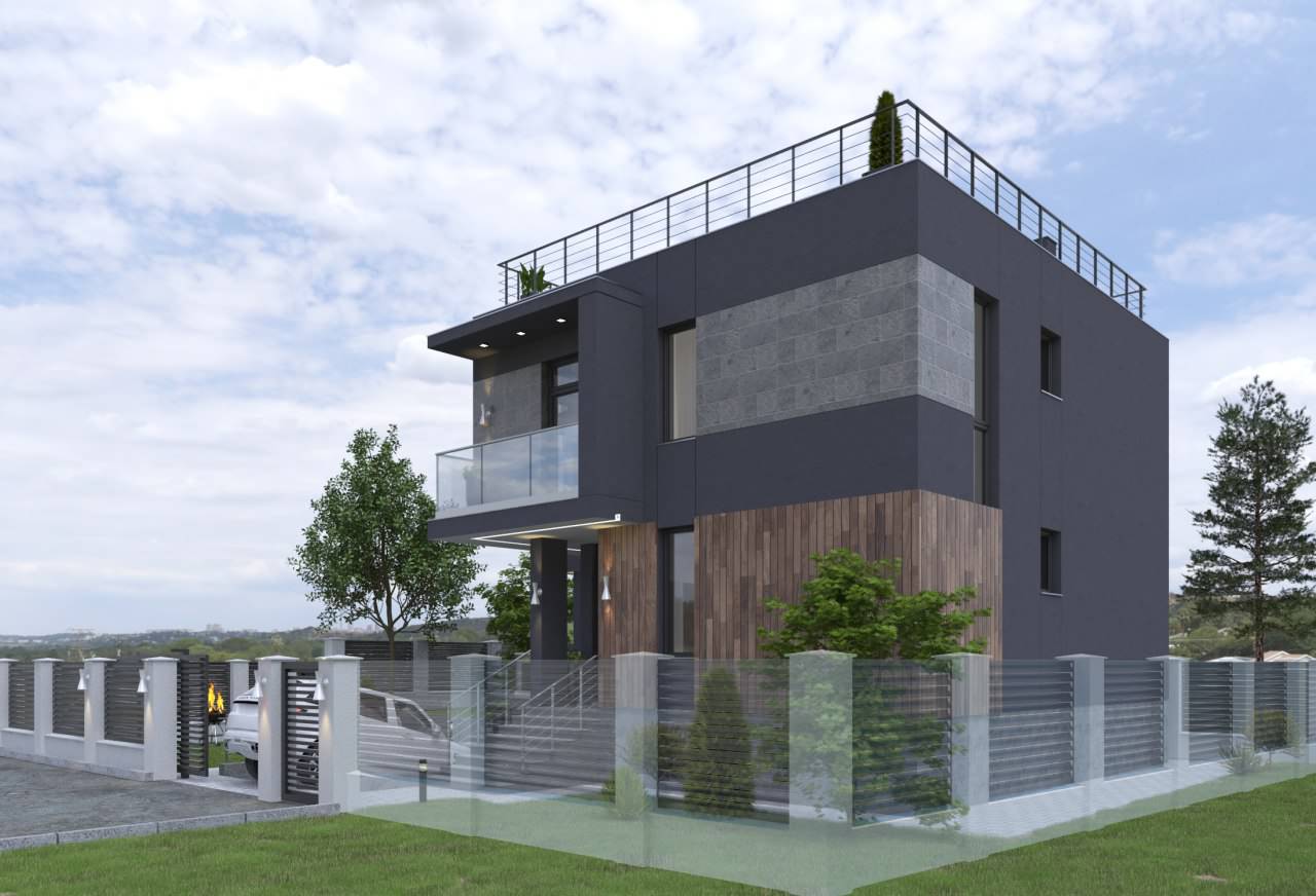 Architectural project of a private house outside the city