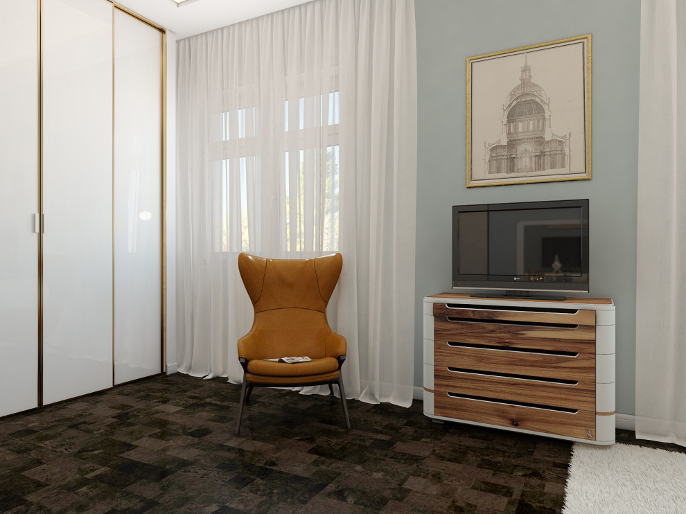 Обложка проекта: Дизайн спальни в стиле неоклассика в голубых тонах