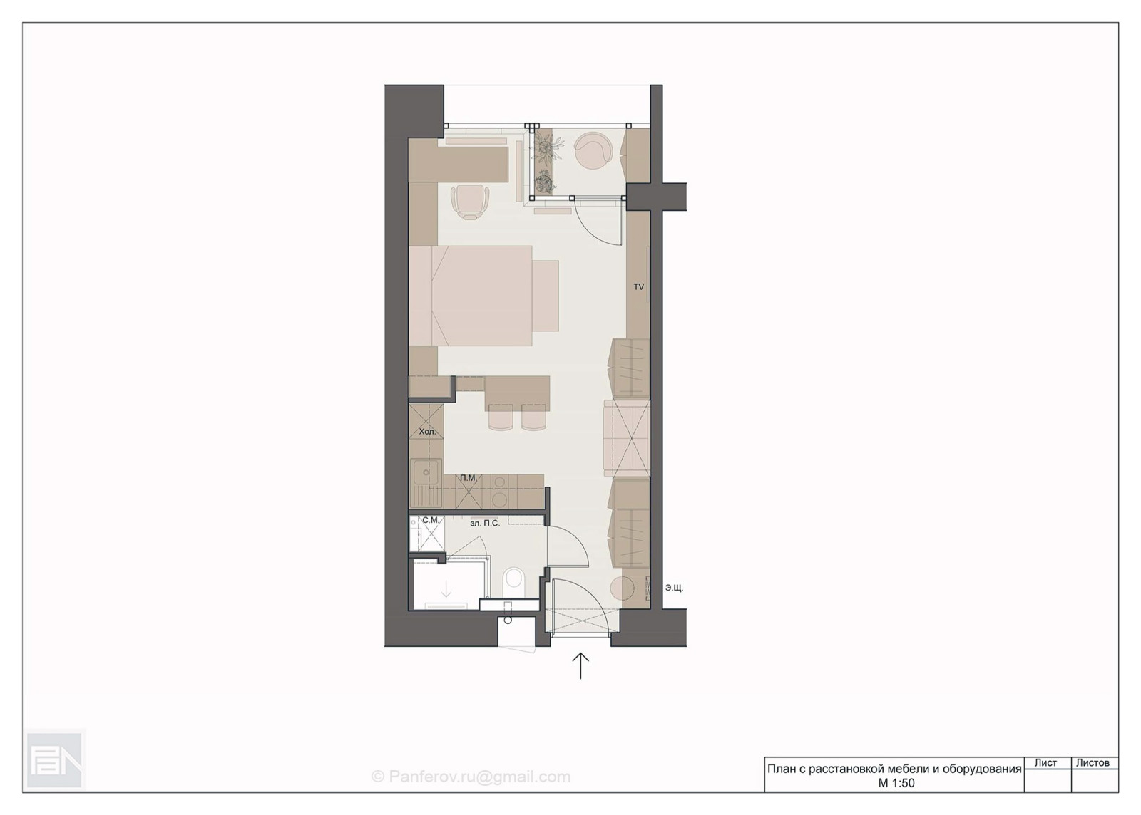 Дизайн-проект квартиры-студии в ЖК Лайнер