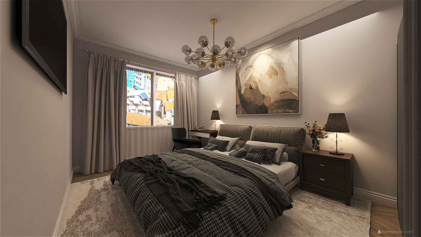 Спальня в современном стиле.