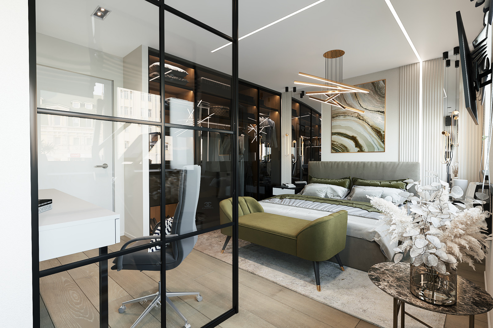 Обложка проекта: Спальня в трёхкомнатной квартире в Ярославле