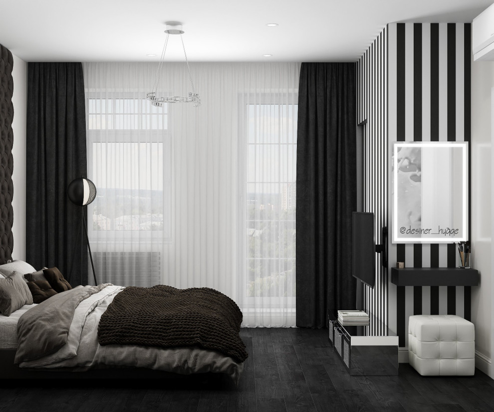 Черно-белая мастер-спальня