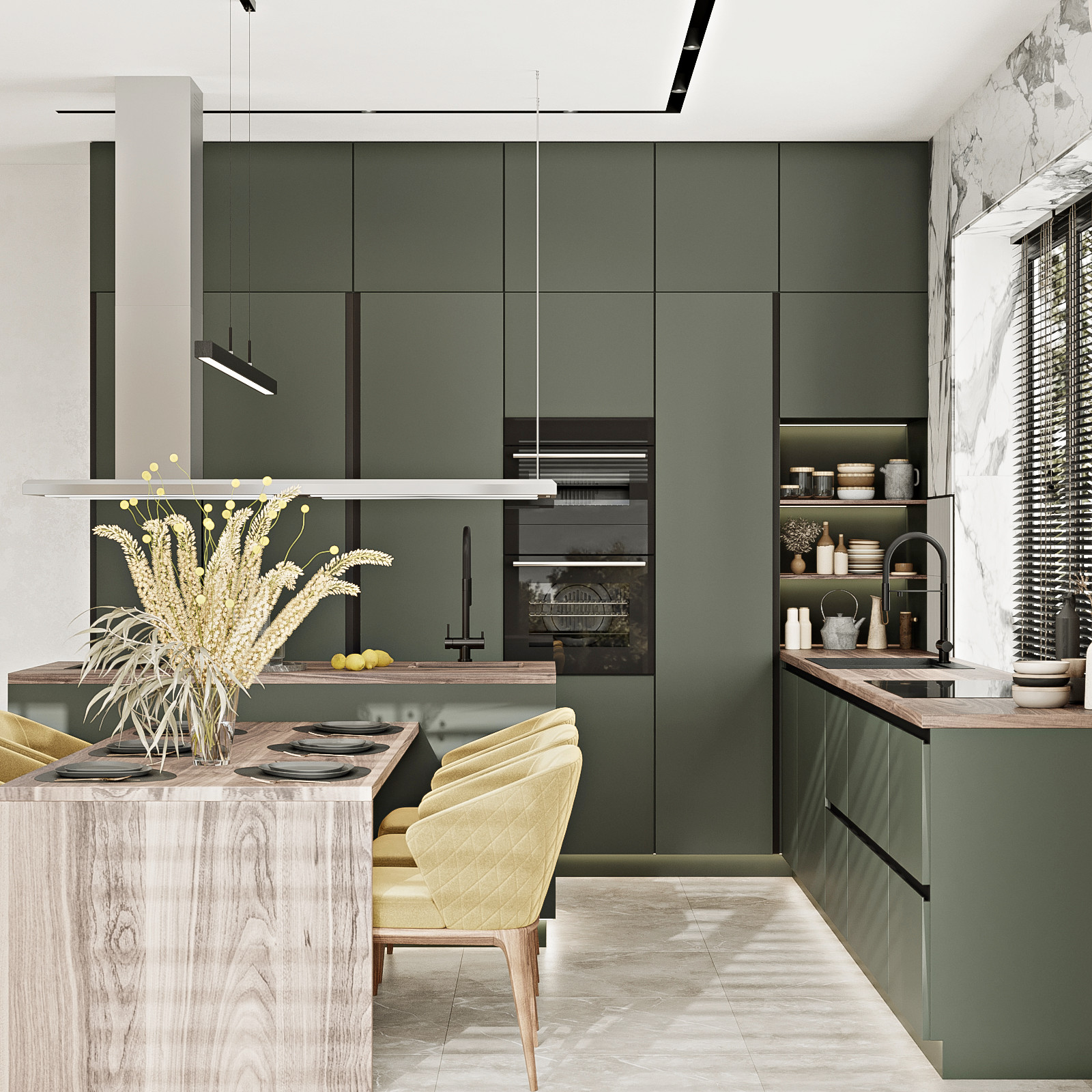 КП Первозванный 1, кухня-гостиная (вариант 2)