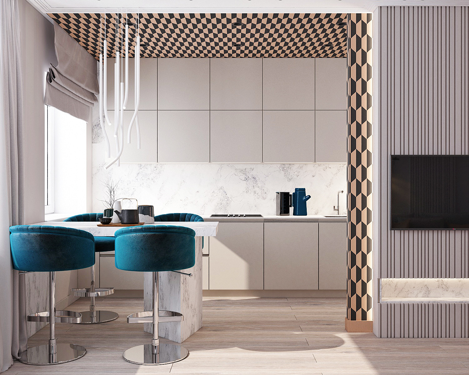 Кухня в апартаментах на Красных Воротах, Москва