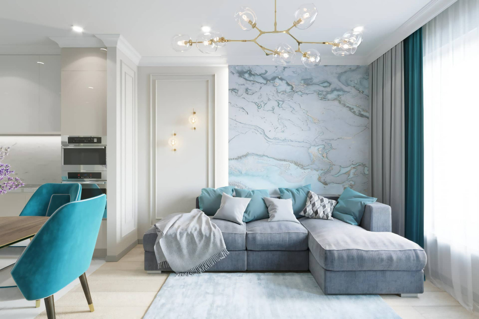 Дизайн и ремонт квартиры в ЖК «Грин Парк» — Бирюзовое настроение