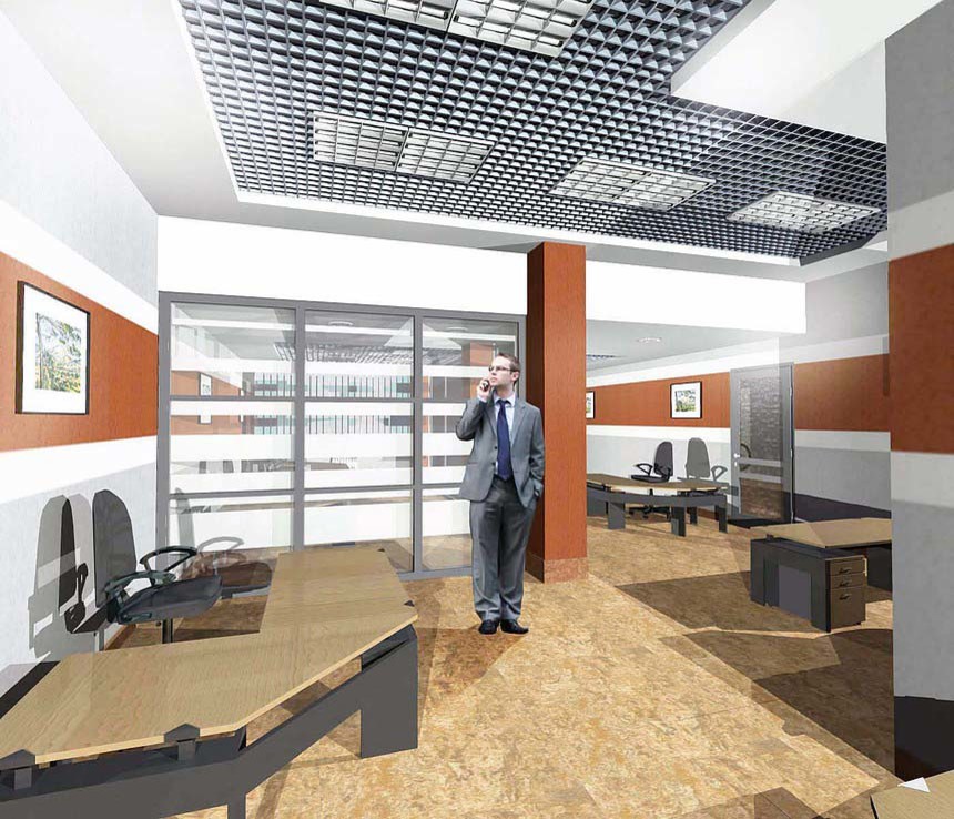 Офисы, кабинеты, лестничные марши, фасады