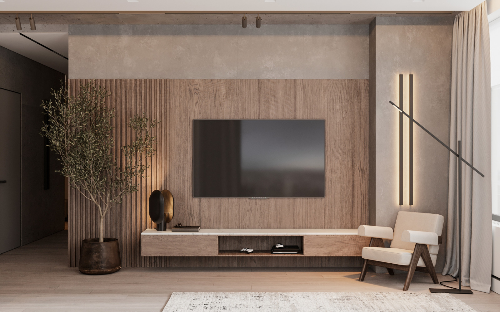 ЖК "Небо" современный интерьер в стиле минимализм 105 кв.м