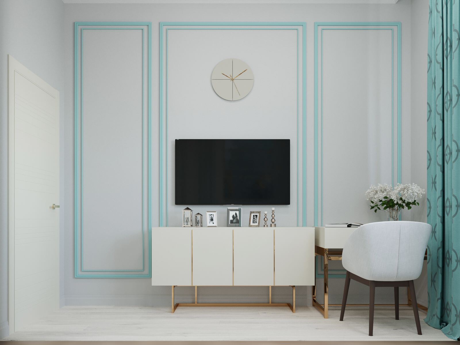 Спальня в цвете "Тиффани"