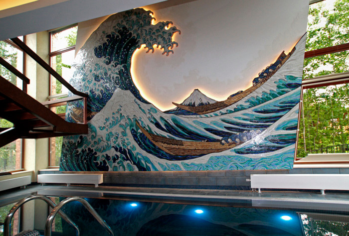 Мозаичное панно Волна Хокусая