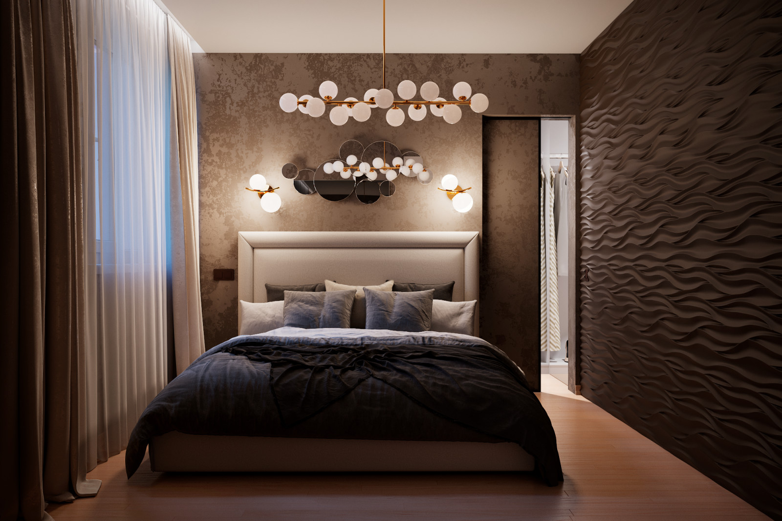 Обложка проекта: Спальня с гардеробной и балконом