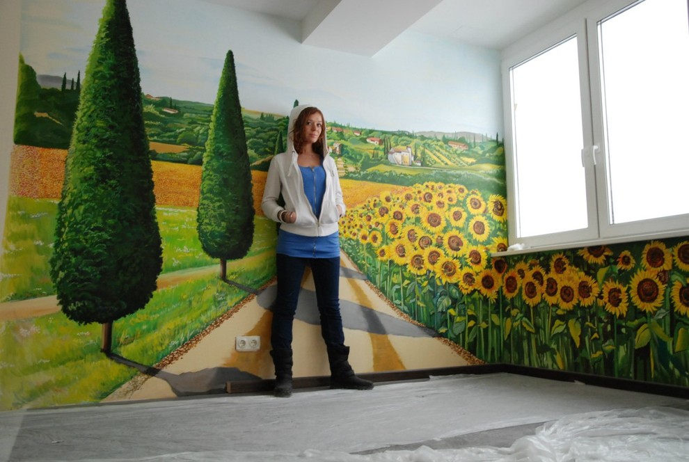 Роспись подсолнухи