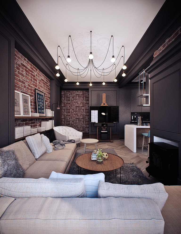 Квартира в темном лофте