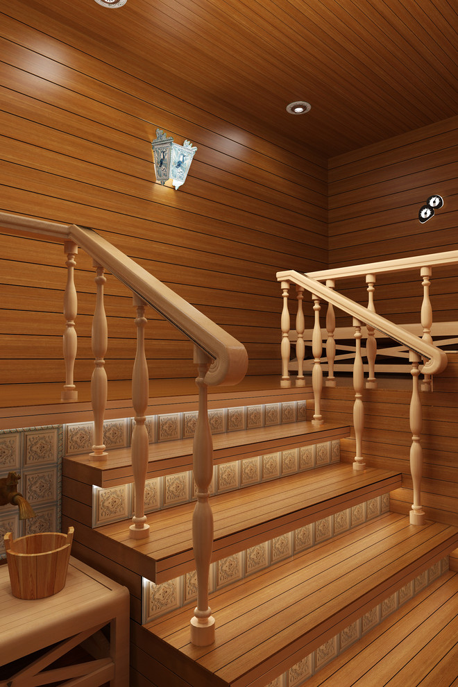 Русская баня. Изразцовая печь на дровах.