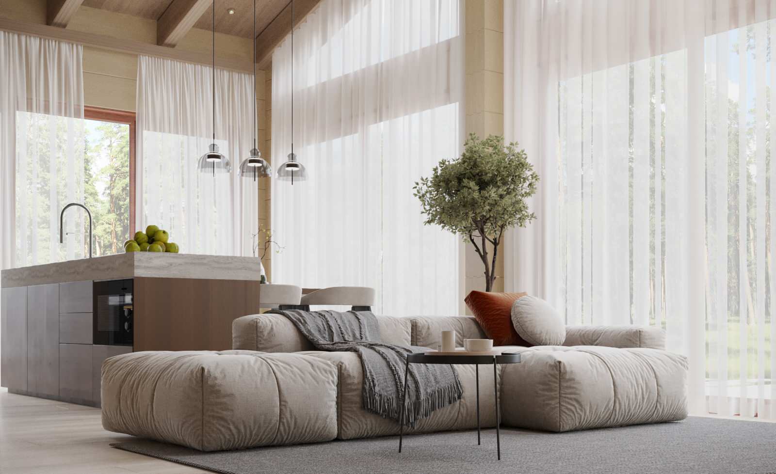 Дизайн интерьера дома из клееного бруса