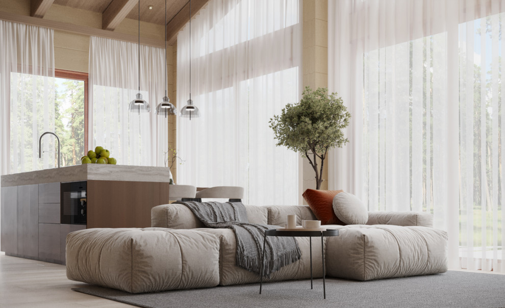 Дизайн интерьера дома из клееного бруса