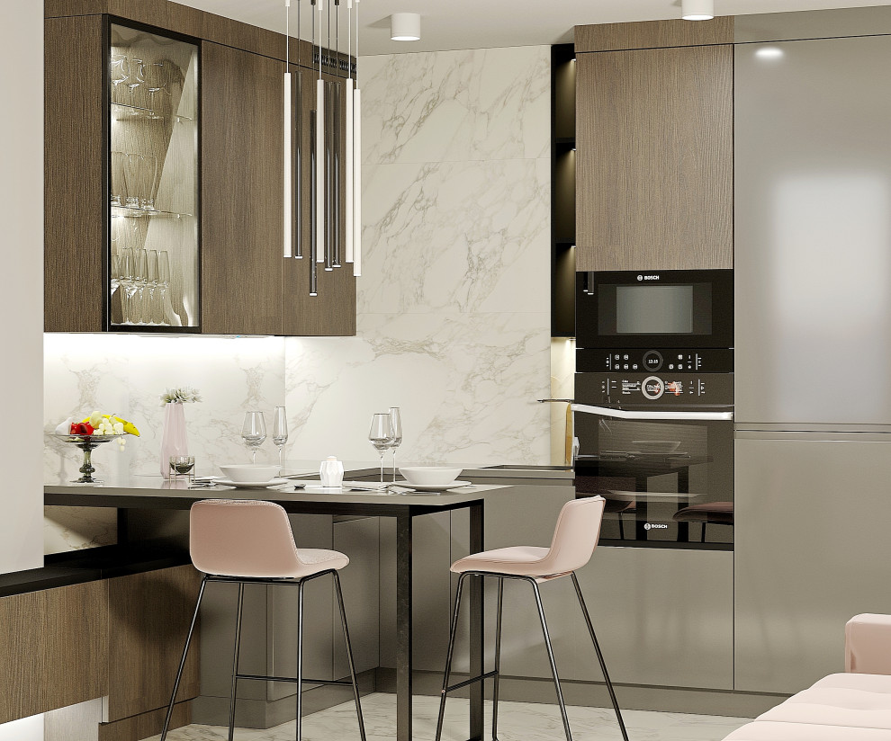 Обложка проекта: Модернизм. Кухня-гостиная 14,2 м2