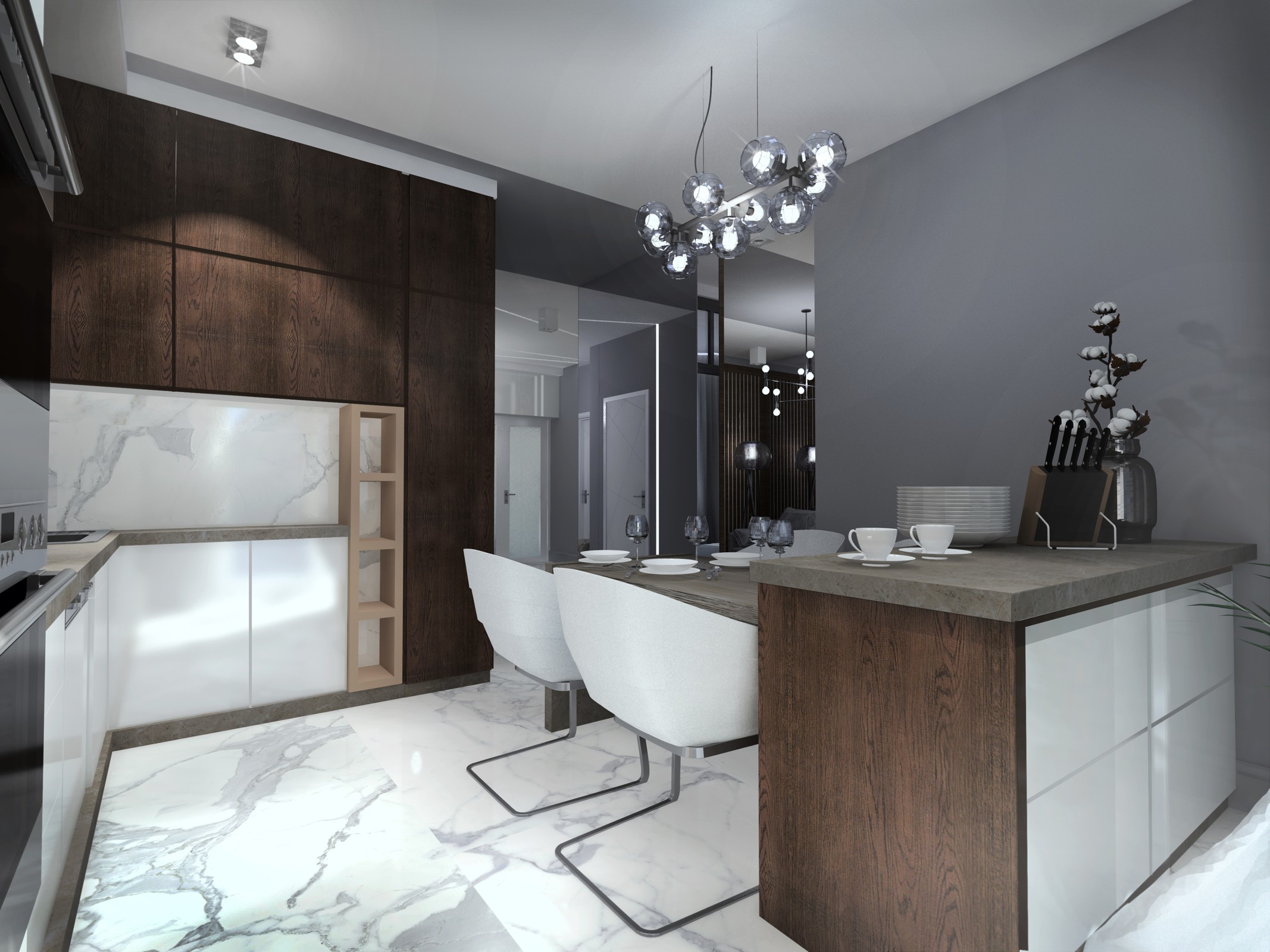 кухня-гостиная в ЖК "Изумрудный город" г.Геленджик