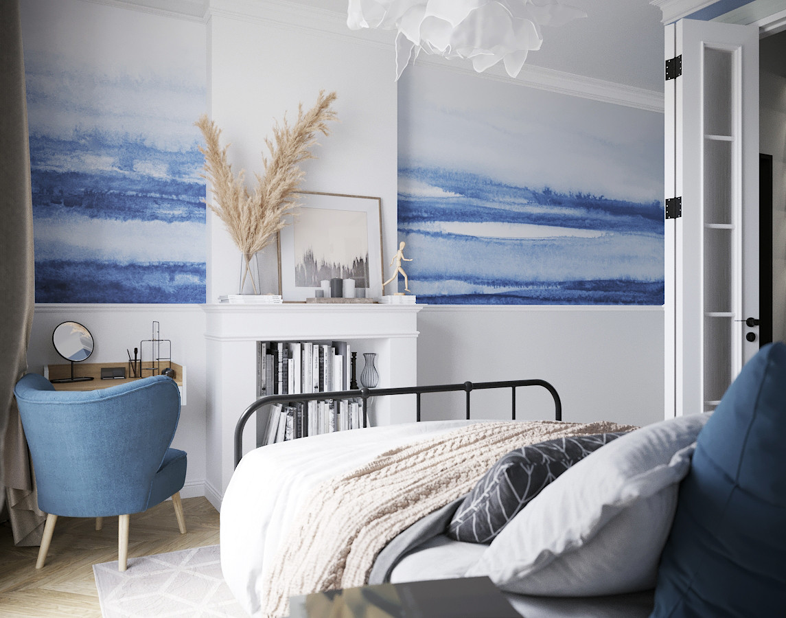 Спальня в голубых тонах