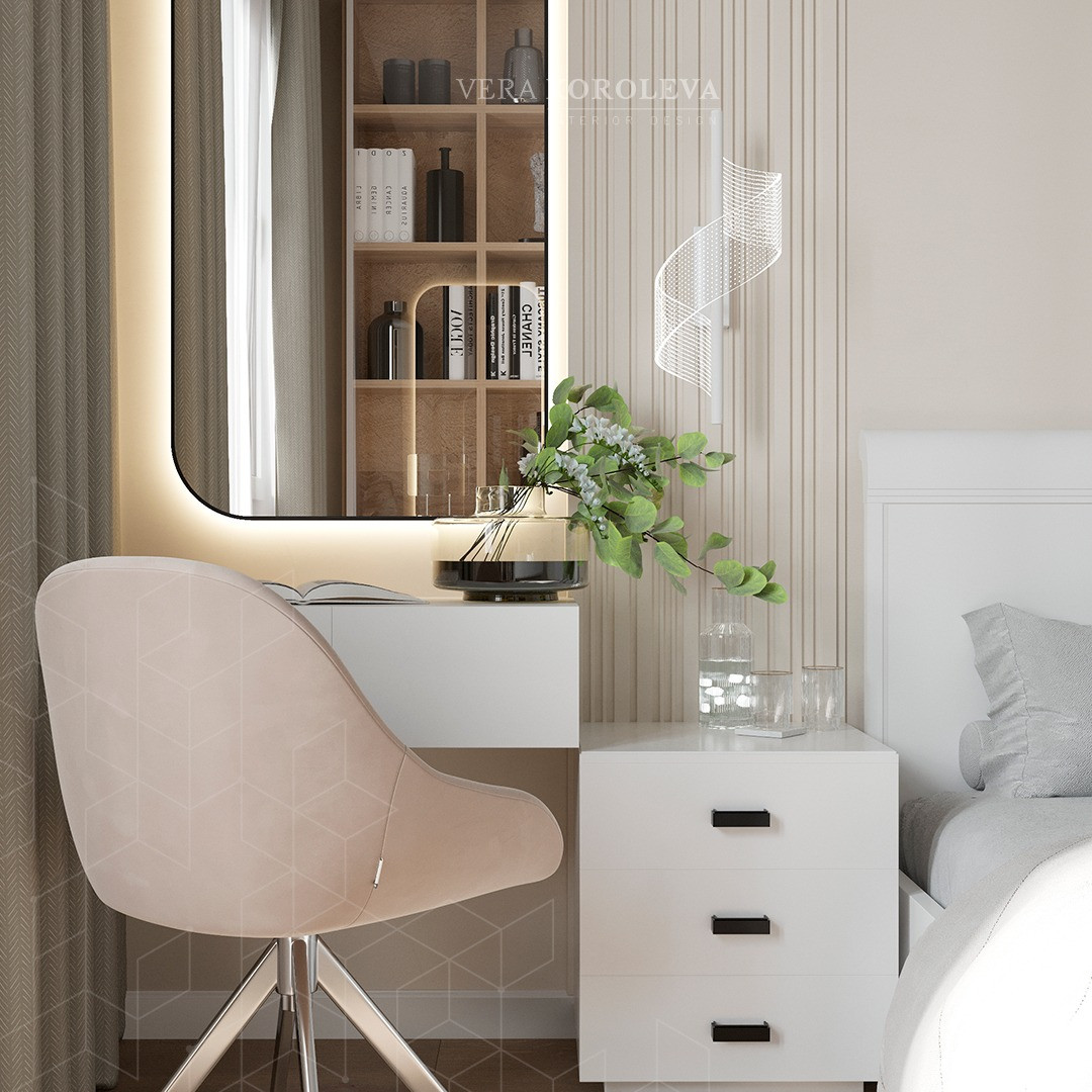 Туалетный столик у кровати с зеркалом