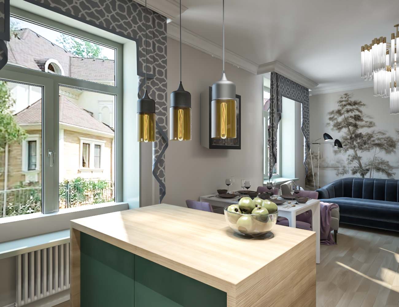 Кухня-гостиная на Московском проспекте. Старый фонд.