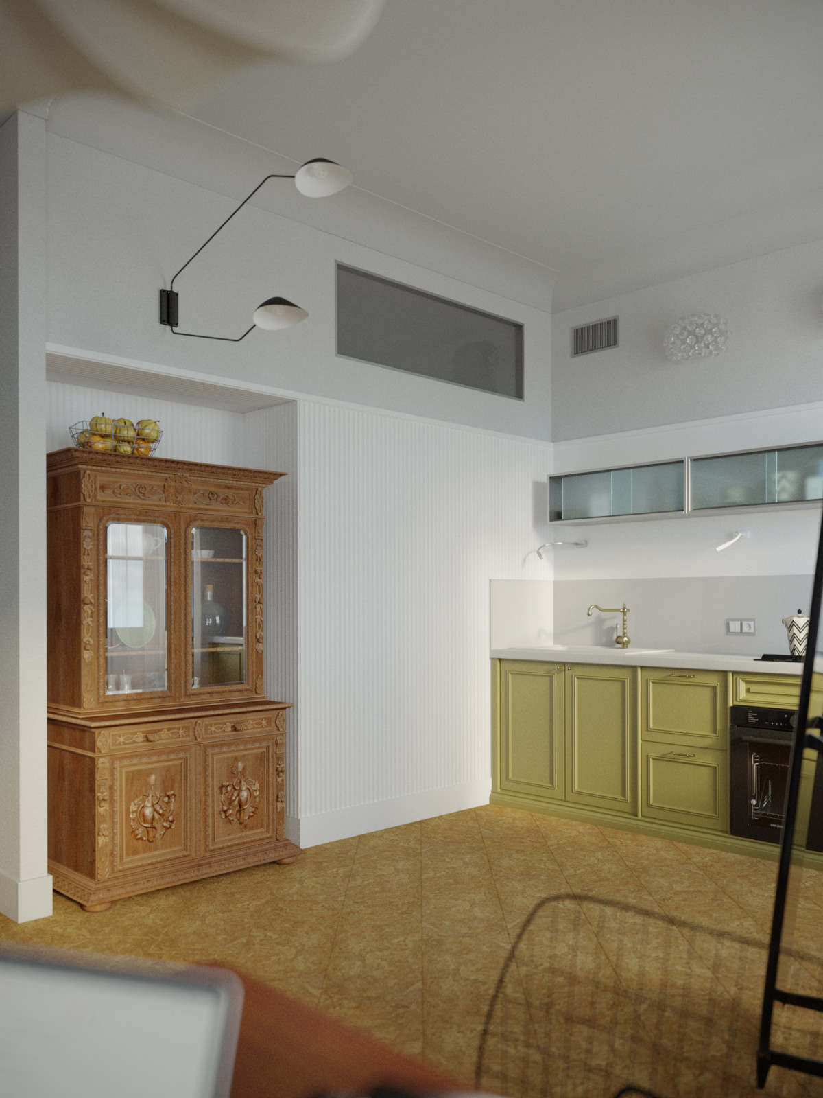 Кухня-столовая в стиле ретро