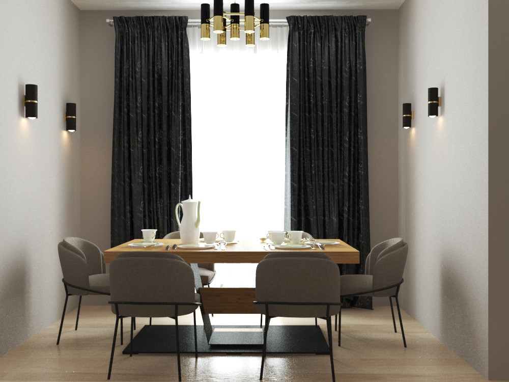 Обложка проекта: Дизайн столовой с гостевой зоной