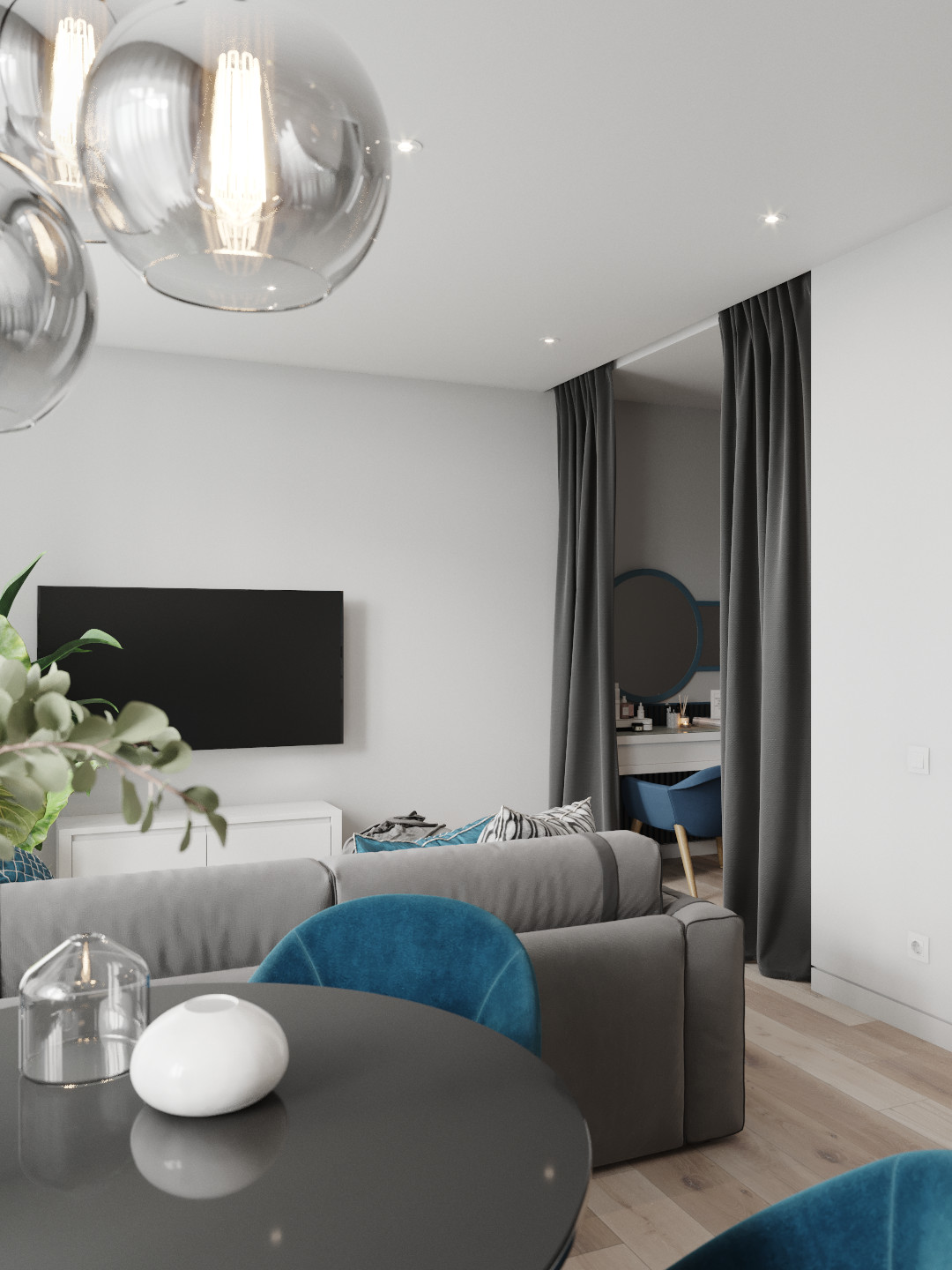 Квартира для Молодой пары.Синее настроение.