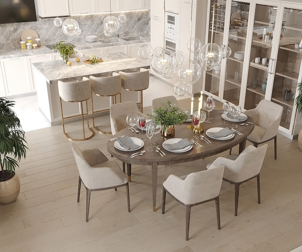 Дизайн кухни-гостиной в классическом стиле